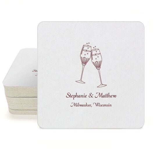 Champagne Crystal Toast Square Coasters